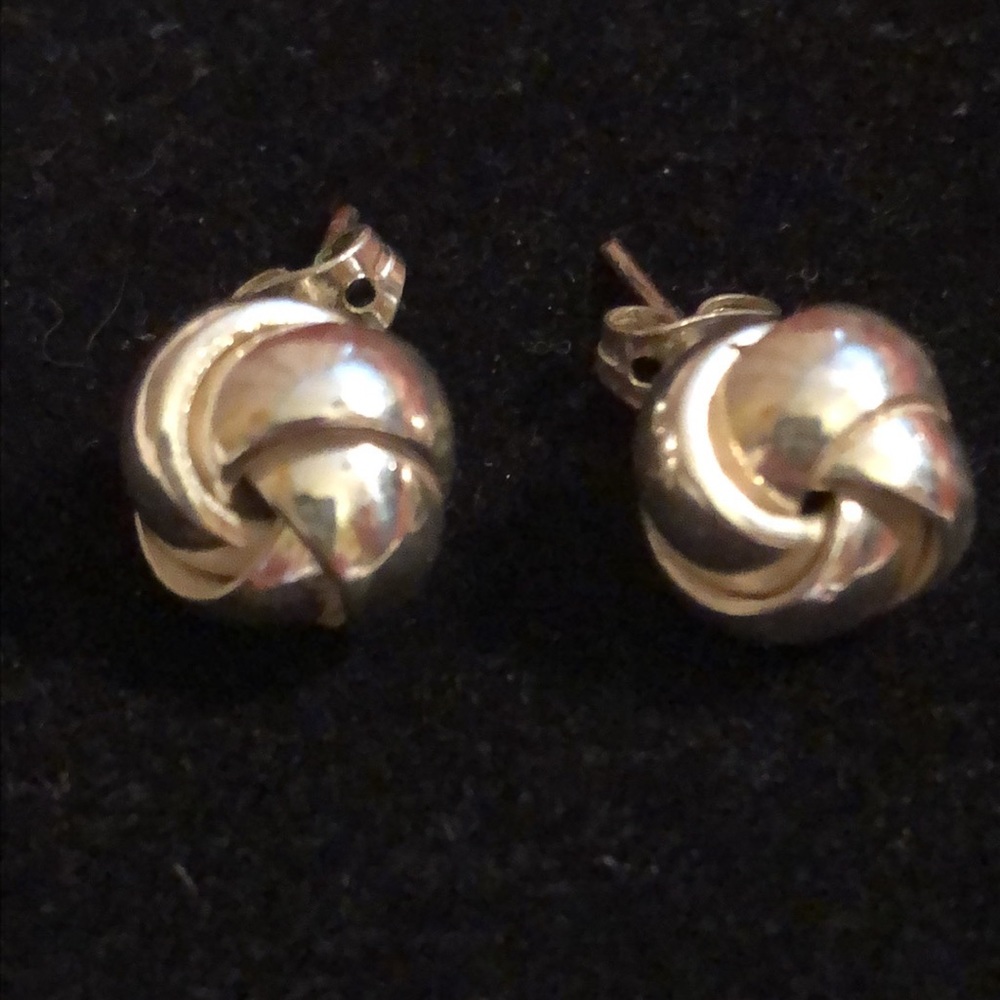 Vintage Silver Tone Knot Stud Earrings